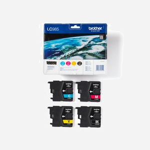 Cartouches d'encre Brother LC985VALBP Pack Original (Noir, Cyan, Magenta, Jaune) - Rendement Noir: 300 pages, Couleur: 260 pages - Compatibilité: MFCJ415W, DCPJ125 - Miniature 3
