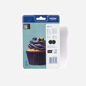 Brother LC123BKBP2DR Pack de Cartouches d'Encre Originales Noires, Rendement 600 Pages, Compatible MFC-J4710DW, 1 Pièce(s)