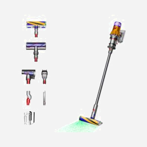 Dyson V12 Detect Slim Absolute - Aspirateur Balai 2-en-1 545W Cyclonique Sans Sac Nickel/Jaune LCD - Autonomie 60min - Puissance d'aspiration 150 AW