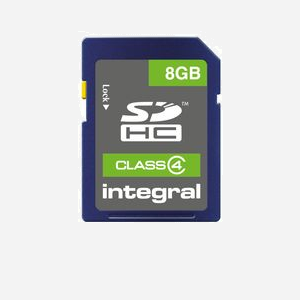 Carte mémoire Integral SDHC 8Go Class 4 UHS-I, vitesse écriture 4Mo/s, 24x32x2.1mm, tension 2.7-3.6V, température opération 0-60°C, RoHS - Miniature 1
