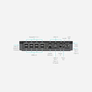Targus DOCK570EUZ Station d'accueil USB-C 4K Quadruple Affichage: 4x HDMI 2.0 & 4x DisplayPort, Ethernet, Windows/macOS, Noir, 85x260x179mm - Miniature 5