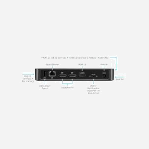 Targus DOCK430EUZ Station d'accueil USB-C DisplayPort 85W, 3x USB 3.2 Gen 1, HDMI 1.4, 2x DisplayPort, Ethernet, Audio 3.5mm, Windows/macOS - Miniature 3