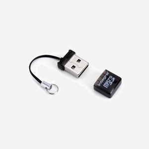 Lecteur de carte mémoire Integral MicroSD USB 2.0 480Mbit/s Noir - Compatible Windows, macOS, Linux - Dimensions 14x5x25mm - Référence INCRMSDMINIUSB