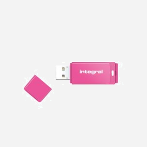 Integral Drive USB 2.0 8Go Type-A Rose Néon, Lecture 12Mo/s, Ecriture 3Mo/s, Compatible Windows/macOS/Linux, 54x18x8mm