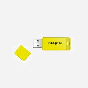 Integral Drive USB 2.0 16Go Jaune Néon Type-A - Lecture 12Mo/s, Écriture 3Mo/s - Compatible Windows/macOS/Linux - INFD16GBNEONYL