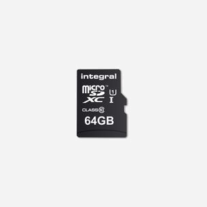 Integral MicroSD 64Go UHS-I U1 Classe 10 V10 90Mo/s Lecture, Adaptateur SD Inclus, FAT32, 15x11x1mm, Smartphone/Tablette, INMSDX64G10-90SPTAB