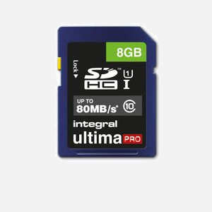 Integral Carte SDHC/XC 8GB UHS-I U1 Class 10 80MB/s INSDH8G10-80U1 FAT32, Température 0-70°C, Dimensions 24x32x2.1mm, Bleu - Miniature 1