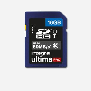 Carte SD Integral 16GB SDHC/XC UHS-I U1 Class 10, Lecture 80MB/s, FAT32, 24x32x2.1mm, Protection écriture, RoHS - Miniature 1