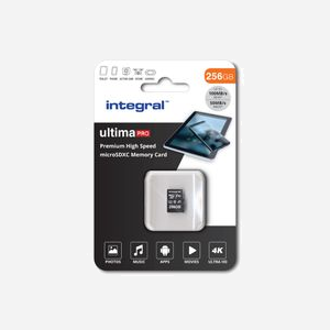 Integral MicroSD 256GB UHS-I U3 V30 - Lecture 100MB/s, Ecriture 90MB/s - Dimensions 15x11x1mm - Température Opération -25°C à 85°C