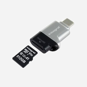 Integral Lecteur Carte MicroSD USB 3.2 Gen 1 Type-C, Compatible MicroSD/SDHC/SDXC, Noir/Argent, Dimensions 23x6x35mm, Windows/macOS/Linux - Miniature 1