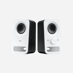 Logitech Z150 Enceintes 2.0 Blanc - 6W PMPO, 3W RMS, Haut-parleur 5.08cm, Prise casque 3.5mm, Connectivité filaire, Alimentation secteur