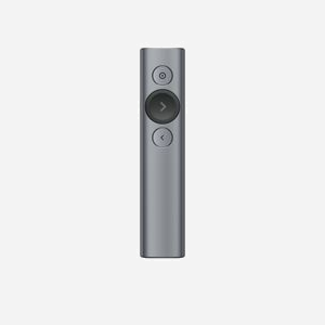 Logitech Présentateur 910-004861 Gris : Bluetooth/RF 2.4GHz, portée 30m, batterie LiPo 85mAh (autonomie 3 mois), accéléromètre/gyroscope, Windows/macOS/Linux