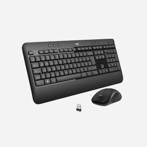 Logitech Ensemble Clavier et Souris Sans Fil USB QWERTY US International Noir/Blanc - Clavier Membrane, 100%, Portée 10m, Autonomie 36/18 mois - Miniature 1
