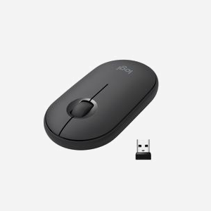 Souris sans fil Logitech Pebble M350 Graphite - 1000 DPI Optique - Bluetooth/RF 2.4GHz - Ambidextre - 3 Boutons - Pile AA 18 mois - Compatible Windows/macOS/Linux/Android/ChromeOS