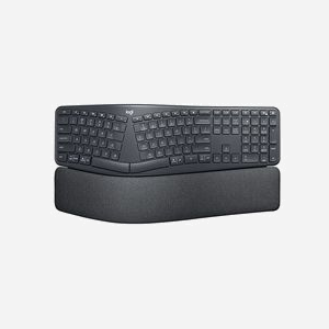 Logitech ERGO K860 Graphite - Clavier QWERTZ sans fil (RF/Bluetooth 5.0), portée 10m, ergonomique courbé, repose-poignets, 2xAAA, compatible Windows/macOS/Linux/ChromeOS - Miniature 1
