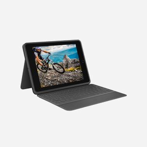 Logitech Rugged Folio AZERTY Français pour iPad 7/8ème génération, Smart Connector, Protection Militaire, Angles 20-60°, Porte-Stylet, Graphite