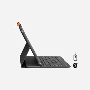 Logitech Slim Folio Graphite - Clavier AZERTY Bluetooth LE pour iPad (7ème/8ème génération) - Touches 1.7cm, course 1.5mm, autonomie 3 ans, rangement stylo. - Miniature 3