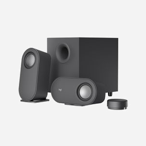 Logitech Z407 - Système Audio 2.1 Bluetooth 5.0, 80W Peak / 40W RMS, Subwoofer 20W, Entrées USB-A & 3.5mm, Télécommande Sans Fil, Graphite