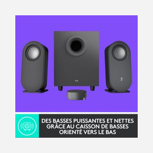 Logitech Z407 - Système Audio 2.1 Bluetooth 5.0, 80W Peak / 40W RMS, Subwoofer 20W, Entrées USB-A & 3.5mm, Télécommande Sans Fil, Graphite - Miniature 3
