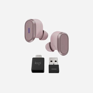 Logitech Zone True Wireless Rose - Écouteurs Bluetooth 5.0 IP68, ANC Hybride, 6 Micros Beamforming, Autonomie 10h, USB Unifying + Audio - Miniature 1