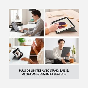 Logitech Combo Touch Oxford Grey - Clavier QWERTY US International avec Trackpad pour iPad Pro 12.9" (5ème & 6ème génération), Smart Connector, Rétroéclairage - Miniature 4