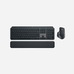 Logitech Ensemble Bureau MX Graphite : Clavier QWERTY US International RF+Bluetooth, Souris Laser 8000 DPI, Rétroéclairage Blanc, Repose-poignets, Logi Bolt - Miniature 4