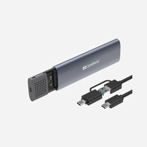 Sandberg 136-39 Boîtier Externe USB 3.2 Gen 2 pour SSD M.2 NVMe/SATA, USB-C, Jusqu'à 10Gbps, Compatible Windows/macOS, Noir, 2To Max. - Miniature 4