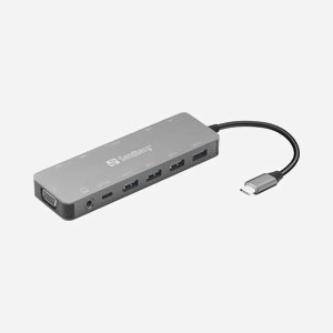 Sandberg USB-C Dock 13-en-1 136-45 : USB-C, 3x USB 3.2 Gen 1, 2x HDMI/1x VGA (1920x1080 60Hz), GbE, Audio, Lecteur Cartes, USB-C PD 100W, Windows/macOS - Miniature 1