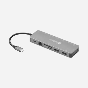 Sandberg USB-C Dock 13-en-1 136-45 : USB-C, 3x USB 3.2 Gen 1, 2x HDMI/1x VGA (1920x1080 60Hz), GbE, Audio, Lecteur Cartes, USB-C PD 100W, Windows/macOS - Miniature 2