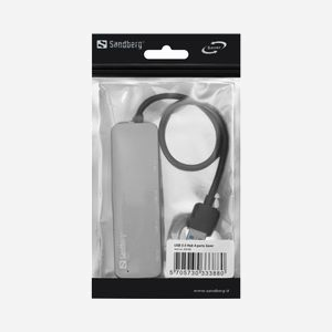Sandberg Hub USB 3.2 Gen 1 (3.1 Gen 1) 4 Ports Type-A Argent - Boîtier Aluminium, Transfert 5000 Mbit/s, Réf: 333-88, Poids 40g - Miniature 2