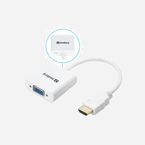 Sandberg 508-69 Convertisseur HDMI vers VGA (Mâle VGA, Femelle HDMI Type A) Blanc, 250x45x15mm, RoHS, 41g