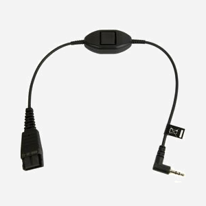 Câble audio Jabra 8800-00-55 QD vers jack 2.5mm mâle, 0.3m, noir - Connecteurs droit et courbe, Plug and Play - Code 85189000
