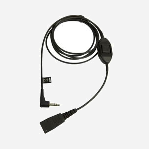 Câble Audio Jabra 8735-019 QD vers 3.5mm, 0.5m, Noir, Connecteur QD Mâle Courbe, Connecteur 3.5mm Mâle Droit, pour Alcatel - Miniature 1