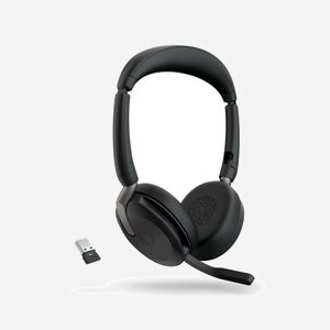 Jabra Evolve2 65 Flex Noir : Casque Arceau Binaural Bluetooth 5.2, ANC Hybride, Portée 30m, Autonomie 32h, Recharge sans fil, USB-A - Miniature 3