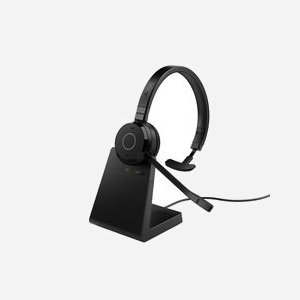 Jabra Evolve 65 TE Mono Casque sans Fil Bluetooth 5.2 USB-A, Portée 30m, Autonomie 16h, Réduction de Bruit Passive, Busylight, avec Socle et Étui - Miniature 1