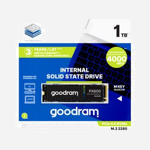Goodram SSDPR-PX600-500-80 SSD 500Go M.2 PCIe 4.0 NVMe 3D NAND Lecture 4700Mo/s Écriture 1700Mo/s 22x80mm pour PC/Ordinateur portable - Miniature 3