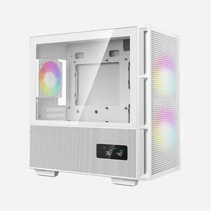 DeepCool CH360 WH Micro Tower Blanc : micro ATX/Mini-ITX, 2x140mm avant, 1x120mm arrière, USB 3.2 Gen 1, USB Type-C, verre trempé, sans alimentation ATX - Miniature 2