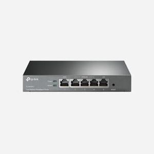 TP-Link TL-R470T+ Routeur Fast Ethernet 5 ports RJ-45 (3 LAN/WAN permutables), NAT, QoS, Pare-feu, VPN PPTP/L2TP/IPSec, 64MB DRAM, Support Windows/macOS/Linux