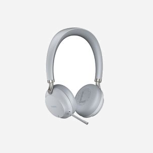 Yealink BH72 Casque Arceau Binaural Bluetooth 5.2 & Filaire USB-A, Portée 30m, Autonomie 40h, Gris Clair, avec Socle de Chargement
