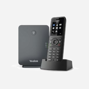 Yealink W77P Téléphone IP DECT, Combiné sans fil noir, Écran TFT 1.8", Fast Ethernet, PoE, Bluetooth, Portée 300m, Répertoire 1000 contacts, IP54