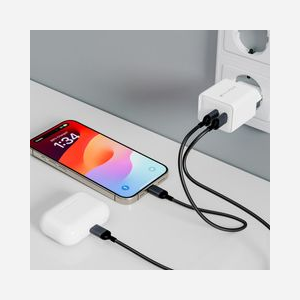 HYPER Chargeur Secteur 2 Ports USB-C 35W PPS Blanc HJG35EU pour Écouteurs, Casques, Smartphones & Montres, Dimensions 35x70x105mm