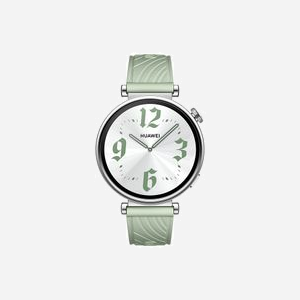 Huawei WATCH GT 4 41mm Argent : AMOLED 1.32" 466x466, 32Go, GPS, Bluetooth 5.2, Batterie 323mAh, Bracelet Fluoroélastomère Vert, Compatible Android/iOS