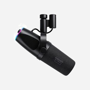 CHERRY NGALE X Microphone Podcast Noir XLR/USB, Cardioïde 50-16000Hz, 24bit/96kHz, LED RGB, Filtre Pop, Support de Bureau, Câble USB, Windows/macOS/Linux - Miniature 1