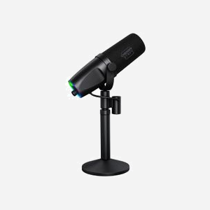 CHERRY NGALE X Microphone Podcast Noir XLR/USB, Cardioïde 50-16000Hz, 24bit/96kHz, LED RGB, Filtre Pop, Support de Bureau, Câble USB, Windows/macOS/Linux - Miniature 4