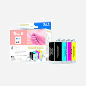 Peach 314791 - Pack 4 Cartouches Encre Pigmentée (Noir, Cyan, Magenta, Jaune) - Compatible Epson Stylus/WorkForce - Remplacement T1305