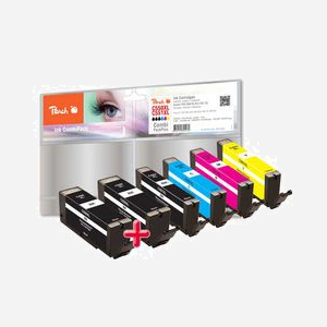 Peach 316838 - Multipack 6 Cartouches (Photo Noire, Cyan, Magenta, Noir, Jaune Photo) - Compatibilité Canon Pixma IP/IX/MG/MX Series - Remplacements PGI-550, CLI-551