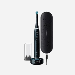 Oral-B iO10 Brosse à Dents Rotative Adulte Noire : 7 Modes, Batterie Intégrée, Écran, 1 Poignée, 1 Brosse, Étui Voyage, Base Charge