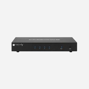 Techly IDATA-DP-KVM4 Commutateur KVM 4 Ports DisplayPort 4K Ultra HD 30Hz, USB 2.0, Audio, Montage en Rack, Compatible Windows, macOS, Linux - Miniature 1