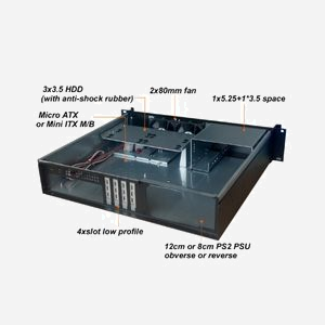 Boîtier Serveur Rackable 2U Techly I-CASE IPC-240L Noir - Micro ATX/Mini-ITX, 4x 3.5" internes, 1x 5.25", 4 Slots d'Extension, 2x USB 2.0, Acier 1mm - Miniature 4