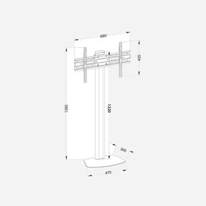 Support TV Sol Techly ICA-TR27 pour écrans 32-55" (81.3-139.7cm), VESA 100x100 à 600x400, Inclinaison -15°/0°, Charge Max 40kg, Noir, Dimensions 680x300x1350mm - Miniature 3